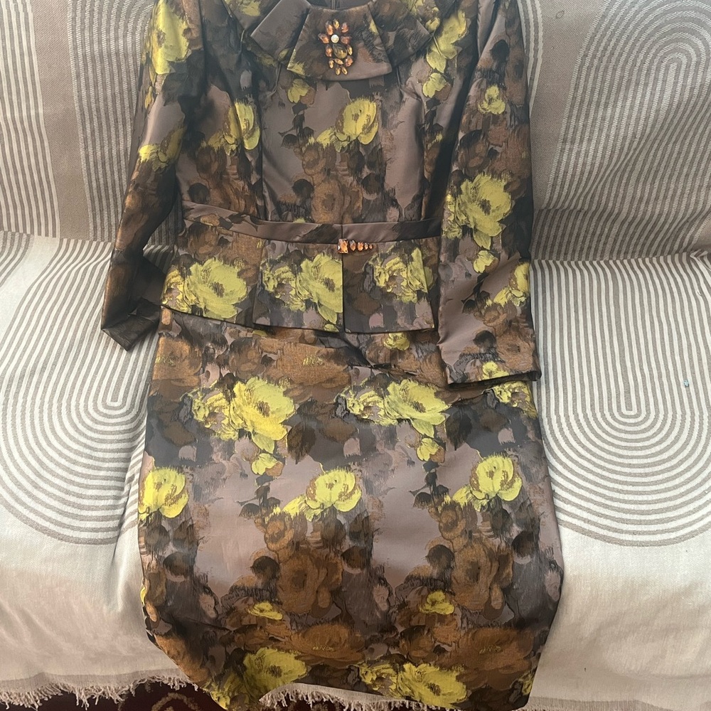 Floral Brown and Yellow Women's Dress